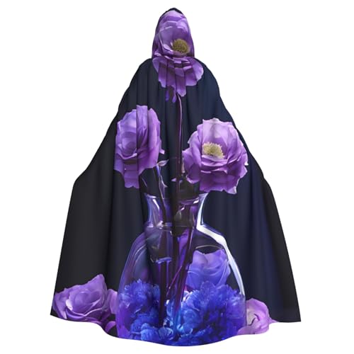 BEIVGOXL Purple Beauty Schmetterlings-Umhang, bedruckter Kapuzenumhang, Halloween-Umhang, Erwachsenen-Umhang mit Kapuze, übergroßer Umhang mit Fliege, Unisex, Cosplay-Kostüme von BEIVGOXL