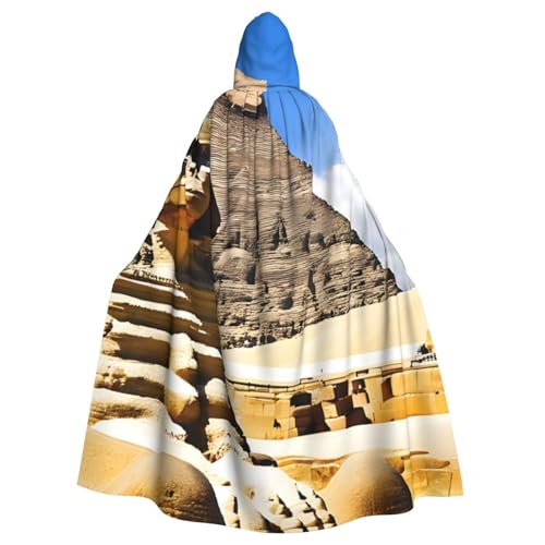 BEIVGOXL Pyramids of Egypt Custom Printed Hooded Cloak, Halloween Cloak, Adult Cape With Hood - Oversized Cape With Bow Tie, Unisex Cosplay Costumes von BEIVGOXL