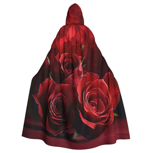 BEIVGOXL Rosen-Umhang, bedruckter Kapuzenumhang, Halloween-Umhang, Erwachsenen-Umhang mit Kapuze, übergroßer Umhang mit Fliege, Unisex, Cosplay-Kostüme von BEIVGOXL