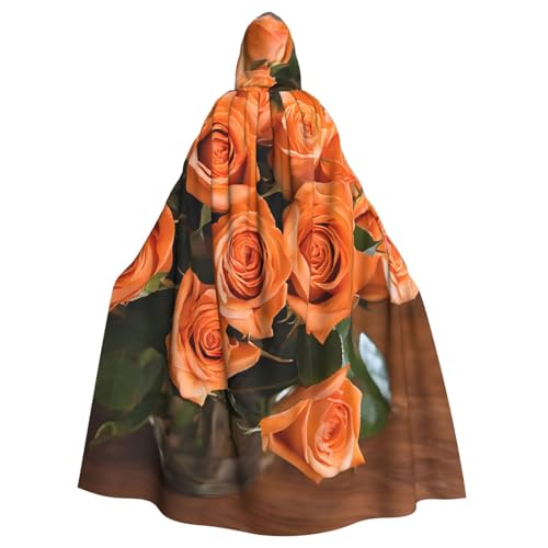 BEIVGOXL Roter Rosen-Umhang mit Kapuze, bedruckt, Halloween-Umhang, Erwachsenen-Umhang mit Kapuze, übergroßer Umhang mit Fliege, Unisex, Cosplay-Kostüme von BEIVGOXL