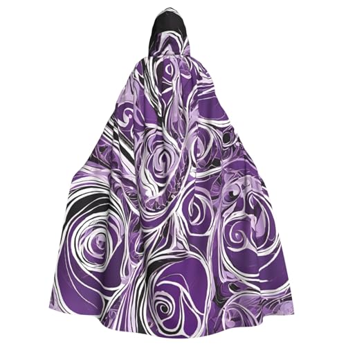 BEIVGOXL The Sea Witch Inspired Custom Printed Hooded Cloak, Halloween Cloak, Adult Cape With Hood - Oversized Cape With Bow Tie, Unisex Cosplay Costumes von BEIVGOXL