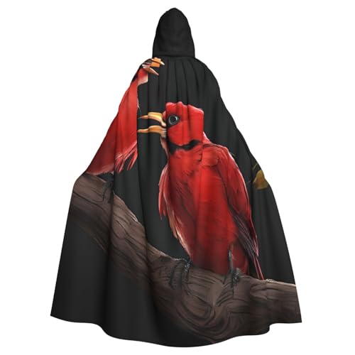 BEIVGOXL Wunderschöner roter Vogel-Umhang mit Kapuze, Halloween-Umhang, Erwachsenen-Umhang mit Kapuze, übergroßer Umhang mit Fliege, Unisex, Cosplay-Kostüme von BEIVGOXL