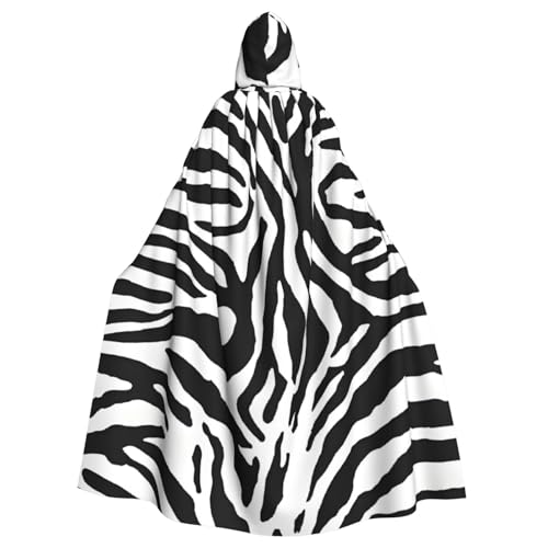 BEIVGOXL Zebra Prints Kapuzenumhang, Halloween-Umhang, Erwachsenen-Umhang mit Kapuze, übergroßer Umhang mit Fliege, Unisex, Cosplay-Kostüme von BEIVGOXL