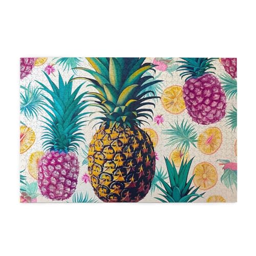 Bedrucktes Bild, Motiv: tropische Ananas, Holzpuzzle, 1000 Teile, interessante Puzzles für Erwachsene und Familien, Kinder, Landschaftstierpuzzle von BEIVGOXL