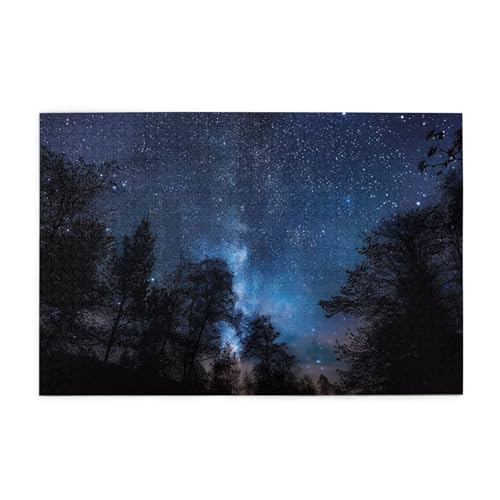 Bedrucktes Bild mit Baum bei Nacht, personalisiertes Holzpuzzle, 1000 Teile, interessante Puzzles für Erwachsene und Familien, Kinder, Landschaftstierpuzzle von BEIVGOXL