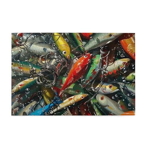 Bedrucktes Bild mit Fischködern, personalisiertes Holzpuzzle, 1000 Teile, interessante Puzzles für Erwachsene und Familien, Kinder, Landschaftstierpuzzle von BEIVGOXL