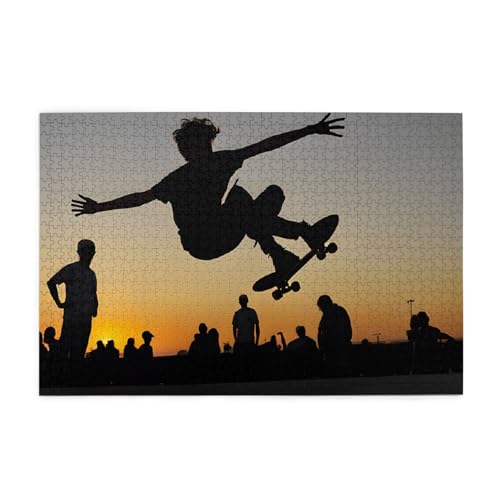 Bedrucktes Skateboard-Bild, personalisiertes Holzpuzzle, 1000 Teile, interessante Puzzles für Erwachsene und Familien, Kinder, Landschaftstierpuzzle von BEIVGOXL