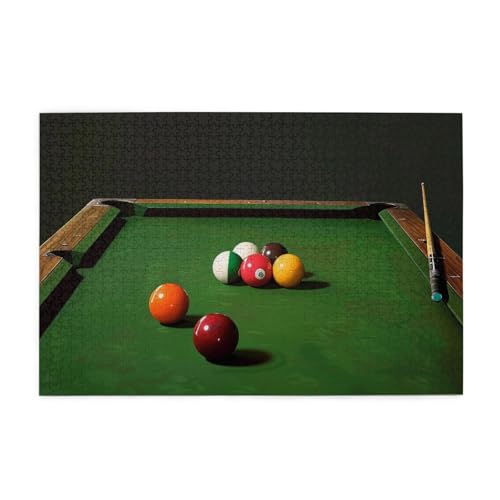 Billiard gedrucktes Bild, personalisiertes Holzpuzzle, 1000 Teile, interessante Puzzles für Erwachsene und Familien, Kinder, Landschaftstierpuzzle von BEIVGOXL