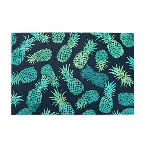 Blaue Ananas gedrucktes Bild, personalisiertes Holzpuzzle, 1000 Teile, interessante Puzzles für Erwachsene und Familien, Kinder, Landschaftstierpuzzle von BEIVGOXL