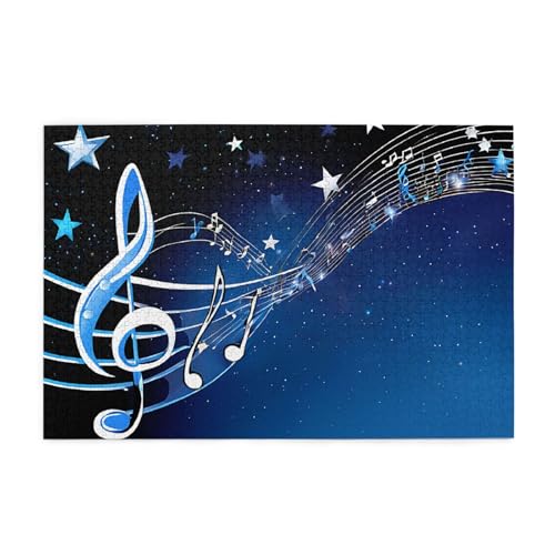 Blaue Musik gedrucktes Bild, personalisiertes Holzpuzzle, 1000 Teile, interessante Puzzles für Erwachsene und Familien, Kinder, Landschaftstierpuzzle von BEIVGOXL