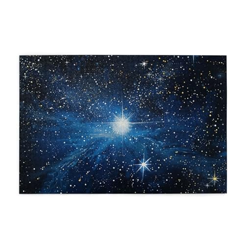 Blauer glänzender Stern, bedrucktes Bild, personalisiertes Holzpuzzle, 1000 Teile, interessante Puzzles für Erwachsene und Familien, Kinder, Landschaftstierpuzzle von BEIVGOXL