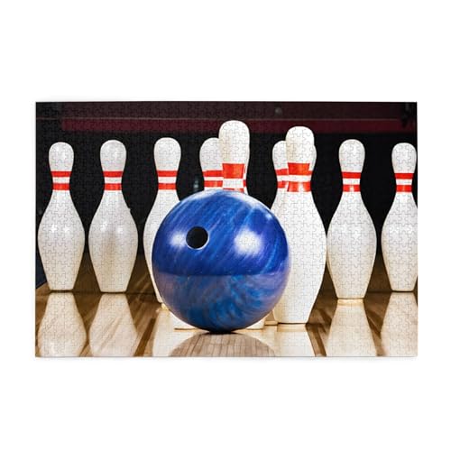 Bowling gedrucktes Bild, personalisiertes Holzpuzzle, 1000 Teile, interessante Puzzles für Erwachsene und Familien, Kinder, Landschaftstierpuzzle von BEIVGOXL