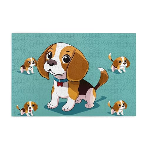 Cartoon-Beagle-Hund, gedrucktes Bild, personalisiertes Holzpuzzle, 1000 Teile, interessante Puzzles für Erwachsene und Familien, Kinder, Landschaftstierpuzzle von BEIVGOXL