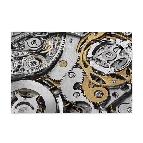 Cooles Steampunk-Zahnrad-gedrucktes Bild, personalisiertes Holzpuzzle, 1000 Teile, interessante Puzzles für Erwachsene und Familien, Kinder, Landschaftstierpuzzle von BEIVGOXL