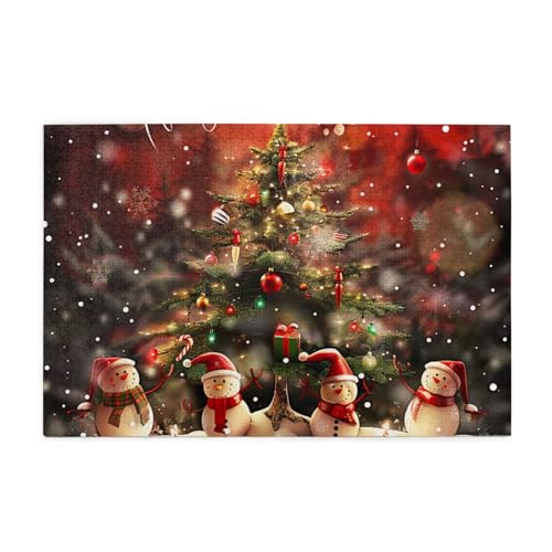 Holzpuzzle mit Aufdruck "Merry Christmas", 1000 Teile, interessante Puzzles für Erwachsene und Familien, Kinder, Landschaftstierpuzzle von BEIVGOXL