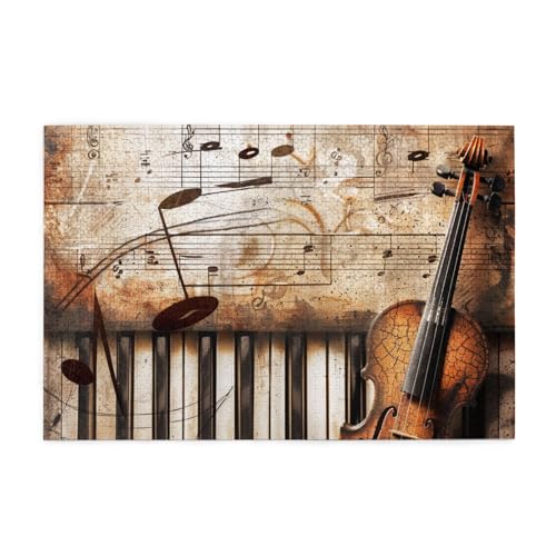 Klavier-Violin-Musiknoten, gedrucktes Bild, personalisiertes Holzpuzzle, 1000 Teile, interessantes Puzzle für Erwachsene und Familien, Kinder, Landschaftstierpuzzle von BEIVGOXL