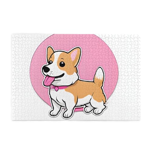 Lustiges Corgi Butt braunes gedrucktes Bild, personalisiertes Holzpuzzle, 1000 Teile, interessante Puzzles für Erwachsene und Familien, Kinder, Landschaftstierpuzzle von BEIVGOXL