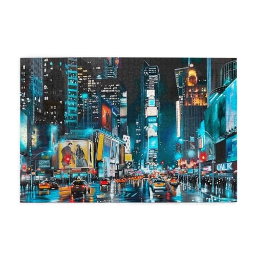 New York Paintings gedrucktes Bild, personalisiertes Holzpuzzle, 1000 Teile, interessante Puzzles für Erwachsene und Familien, Kinder, Landschaftstierpuzzle von BEIVGOXL