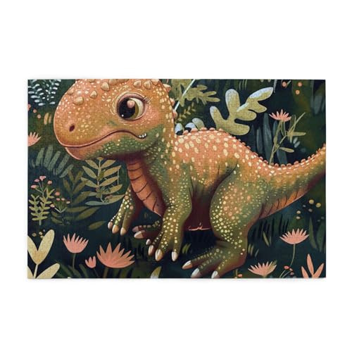 Niedliches Dinosaurier-gedrucktes Bild, personalisiertes Holzpuzzle, 1000 Teile, interessante Puzzles für Erwachsene und Familien, Kinder, Landschaftstierpuzzle von BEIVGOXL