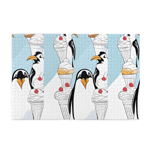 Niedliches Pinguin-gedrucktes Bild, personalisiertes Holzpuzzle, 1000 Teile, interessante Puzzles für Erwachsene und Familien, Kinder, Landschaftstierpuzzle von BEIVGOXL