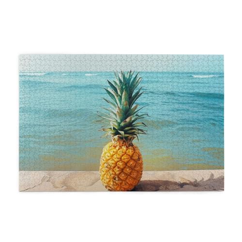 Pineapple by The Sea gedrucktes Bild, personalisiertes Holzpuzzle, 1000 Teile, interessante Puzzles für Erwachsene und Familien, Kinder, Landschaftstierpuzzle von BEIVGOXL