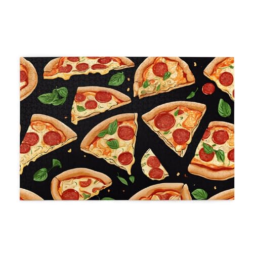 Pizza-3D-gedrucktes Bild, personalisiertes Holzpuzzle, 1000 Teile, interessante Puzzles für Erwachsene und Familien, Kinder, Landschaftstier-Puzzle von BEIVGOXL