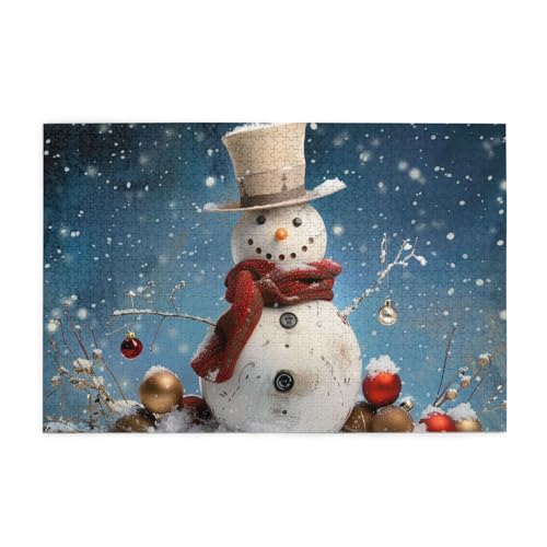 Schneemann gedrucktes Bild, personalisiertes Holzpuzzle, 1000 Teile, interessante Puzzles für Erwachsene und Familien, Kinder, Landschaftstierpuzzle von BEIVGOXL