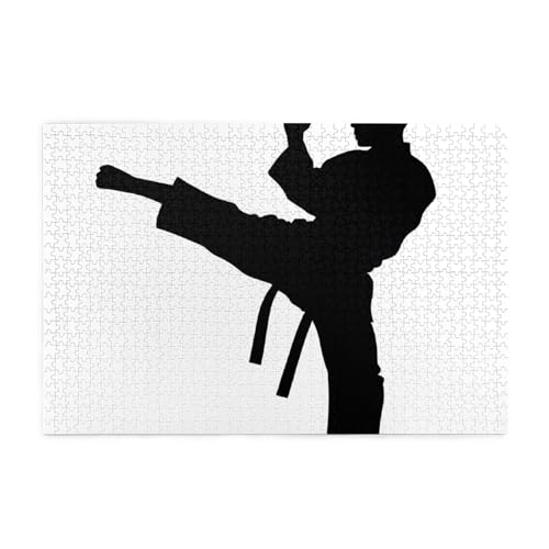 Taekwondo Martial Arts gedrucktes Bild, personalisiertes Holzpuzzle, 1000 Teile, interessante Puzzles für Erwachsene und Familien, Kinder, Landschaftstierpuzzle von BEIVGOXL