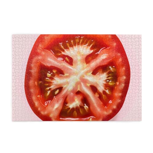 Tomatenscheiben-gedrucktes Bild, personalisiertes Holzpuzzle, 1000 Teile, interessante Puzzles für Erwachsene und Familien, Kinder, Landschaftstierpuzzle von BEIVGOXL