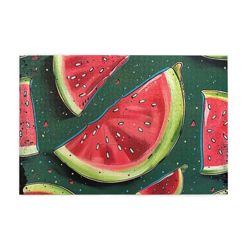 Wassermelonen-gedrucktes Bild, personalisiertes Holzpuzzle, 1000 Teile, interessante Puzzles für Erwachsene und Familien, Kinder, Landschaftstierpuzzle von BEIVGOXL