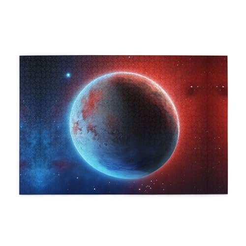 Weltraumplanet Erde gedrucktes Bild, personalisiertes Holzpuzzle, 1000 Teile, interessante Puzzles für Erwachsene und Familien, Kinder, Landschaftstierpuzzle von BEIVGOXL