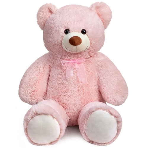 BEJOY 100cm Teddybär, Riesen Plüschtiere Kuschelbären große Stofftier Schmusetier, Liebesgeschenk Geburtstag, Valentinstag, Hellrosa von BEJOY