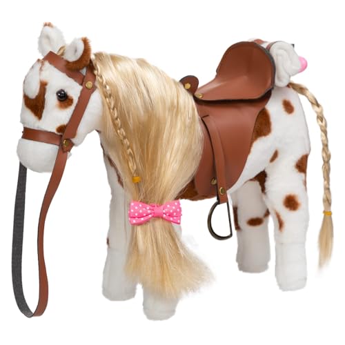 BEJOY Plüsch Pferd Spielzeug, Kämmpferd Plüschpferd Plüsch Spielzeug mit Sattel, Zaumzeug und Baumwolltuch, Pretend Play Pferd Geschenk für Mädchen Kinder, 28cm Appaloosa BEJOY Plüsch Pferd Spielzeug, Kämmpferd Plüschpferd Plüsch Spielzeug mit Sattel, Zaumzeug und Baumwolltuch, Pretend Play Pferd Geschenk für Mädchen Kinder, 28cm Appaloosa von BEJOY