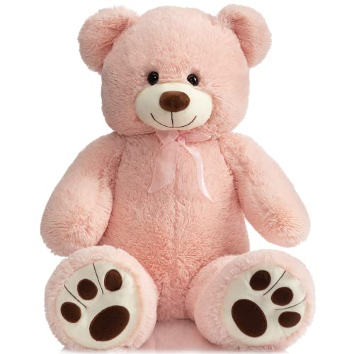 BEJOY Teddy Bear Stuffed Animal Plush Giant Teddy Bears with Footprints Big Bear 36 inch Pink von BEJOY