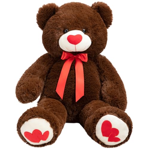 BEJOY Teddybär 91cm Plüschtier großer Bär Kuscheltier mit Liebe rotes Herz für Freundin und Kinder Geschenk, Schokolade von BEJOY