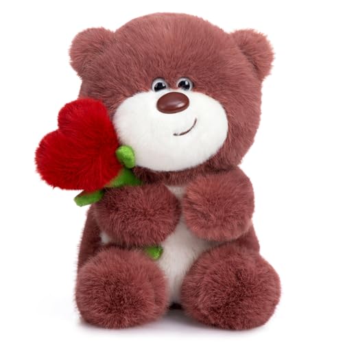 BEJOY Teddybär Plüsch-Bär Teddy mit Herz Rose, Plüschtiere Liebe Valentinstag Bär, Stofftier Spielzeug Plüschtier Kuscheltier Geschenke für Freundin Kinder Geburtstag, Valentinstag(Rosarot,28cm) von BEJOY