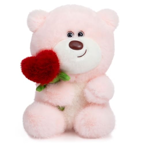 BEJOY Teddybär Plüsch-Bär Teddy mit Herz Rose, Plüschtiere Liebe Valentinstag Bär, Stofftier Spielzeug Plüschtier Kuscheltier Geschenke für Freundin Kinder Geburtstag, Valentinstag(Rosa,28cm) von BEJOY