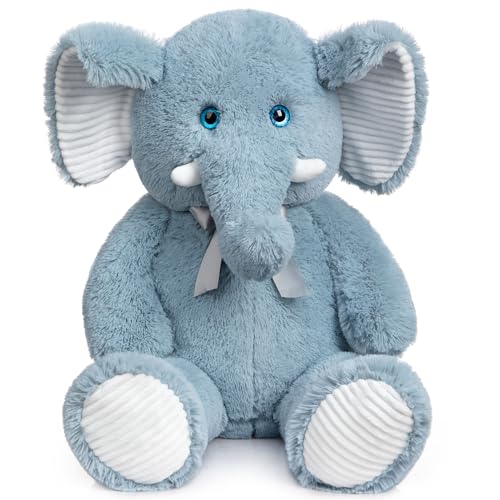 BEJOY XXL Großer Elefant Stofftier mit 3D Blauen Augen, Plüschtiere Weiches Kuscheltier für Kinder, 100cm von BEJOY