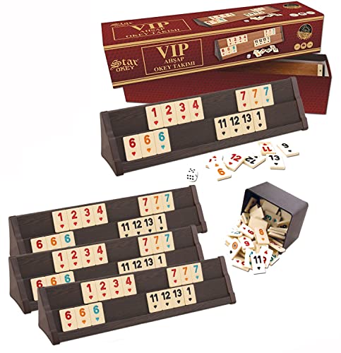 Birsppy Okey Takimi Cafe Holz Ahsap Rummy Set mit Melamin Steine und Beutel Echtholz Takımı von BEKAN