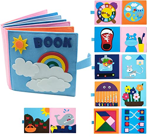 BEKOIUP Quiet Book ab 1 Jahr, Quiet Book Montessori Spielzeug, 3D Filz Busy Book Sensorisches Spielzeug & Activity Board Babybücher aus Weichem Lernen Lebenskompetenzen für Kleinkinder ab 1 2 3 Jahr von BEKOIUP