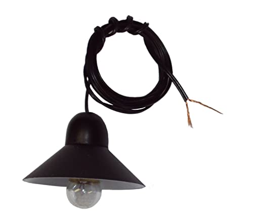 BELI-BECO 120011 Hängelampe schwarz für Puppenhäuser, Modellbau und Krippen mit Beleuchtung - Kunststoff - 30 mm - klare Glühlampe E 10-19 V - 0,1A von BELI-BECO