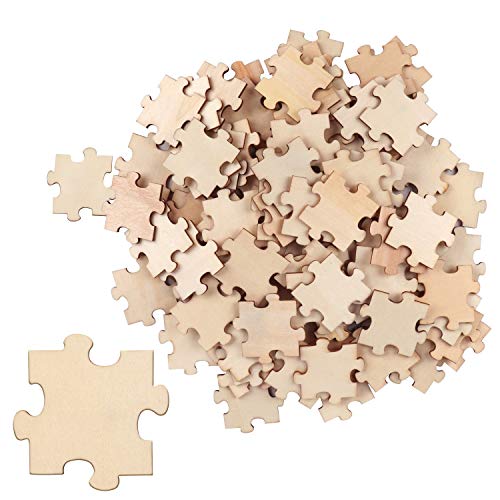 Belle Vous Holz Puzzle Blanko (100er Pack) Puzzle Zum Selber Gestalten 4,5 x 3,8 cm - Puzzle zum Bemalen für Kinder, DIY Kunst und Handwerk und Party Gästebuch Hochzeit Puzzle von BELLE VOUS