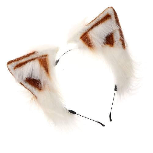 BELLIFFY 1 Stk Stirnband Mit Tierohren Haarversorgung Haarschmuck Kostümzubehör Haarstütze Kopfbedeckungszubehör Für Tierkostüme Flauschiger Haarreif Fuchs-stirnband Brown Stoff von BELLIFFY