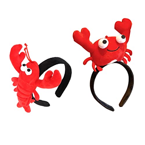 BELLIFFY 2St Hummer- und Krabben-Stirnband Meerestier-Stirnband Cartoon-Haarbänder lobster costume hair accessories Haarband stutzenhalter Haarreifen Kopfbedeckung aus Stoff rot von BELLIFFY