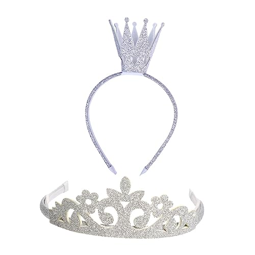 BELLIFFY 2St Party-Kopfbedeckung haarschmuck party zubehör Haar-Accessoires für partyzubehör Party-Accessoires für Kronenhaar Party-Haarreifen Silver von BELLIFFY