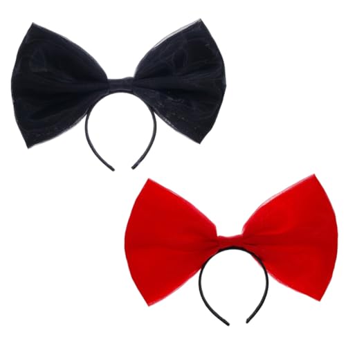 BELLIFFY 2st Stirnband Mit Großer Schleife Foto-requisite Riesiges Schleifen-stirnband Bogen Haarreifen Haarband Mit Partyschleife Bowknot-kopf-dekor Party-haarschmuck Haarbänder Rot Satin von BELLIFFY