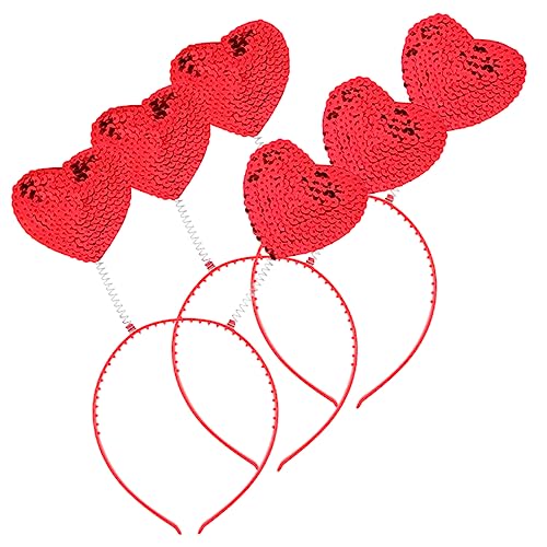 BELLIFFY 3st Stirnband Valentinstag Kopfbedeckungen Valentinstag Kopfschmuck Kopfbedeckungen Für Damen Valentinstag-party Liebe Herz-haarreifen Haarreif Mit Rotem Herz Haarschmuck Plastik von BELLIFFY