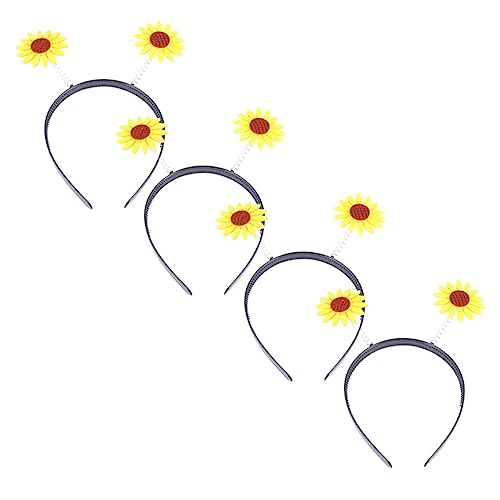 BELLIFFY 4 Stück Sonnenblumenkopfband Haarspangen Party-haar-accessoire Partyhut Head Bopper Brautkopfschmuck Für Die Hochzeit Modische Stirnbänder Kopfbügel Haarreifen Sonnenblume Dekor von BELLIFFY