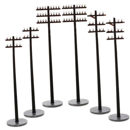 BELLIFFY 6 Stück Mikro Landschaft Garten Zug Layout Telegrafenmast Modelle Mini Telegrafenmast Szenario Telegrafenmast Modelle Kleiner Telegrafenmast Mikrolandschaftsdekoration von BELLIFFY