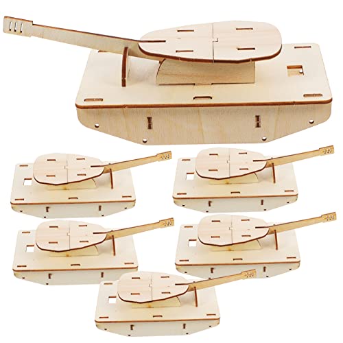 BELLIFFY 6 Stück Zusammengebauter Holzpanzer, Holzpanzermodell, Unbemaltes Panzermodell Zum Zusammenbauen, Leeres Panzermodell Zum Zusammenbauen, Leeres Panzermodell Für Kinder, Unbemaltes von BELLIFFY